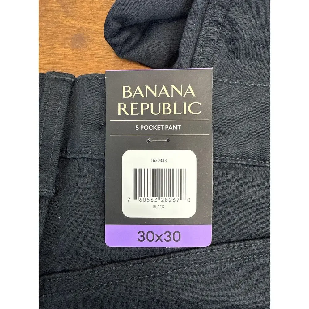 Banana Republic NWT Black 5-Pocket Slim Pant Men Size 30x30 (Measuring 30 x 28)